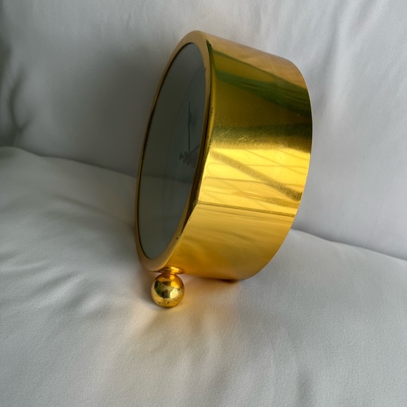 Marble Table Clock with Gold Hardware - Picture 2 of 6